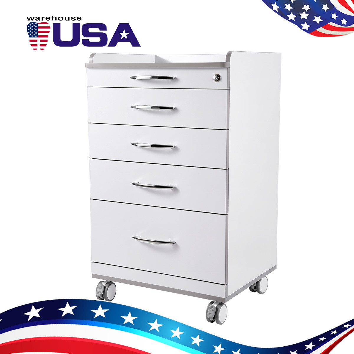 4 Drawers Dental Medical Trolley Carts Mobile Cart Instrument With 360° wheels