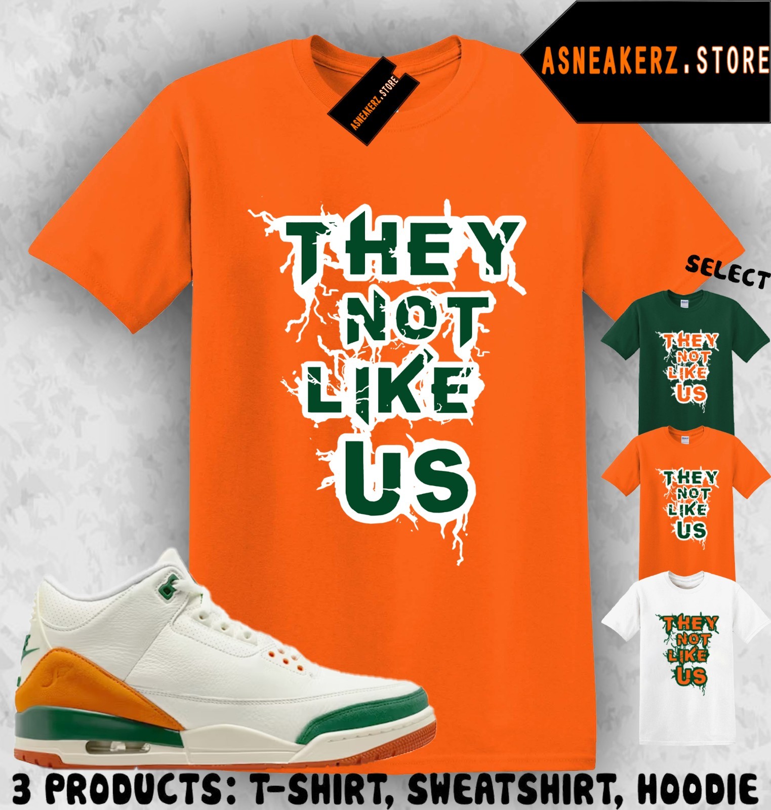 Shirt Match SoleFly x AJ 3 Miami Sneaker Matching Tee They Not Like Us T-Shirt