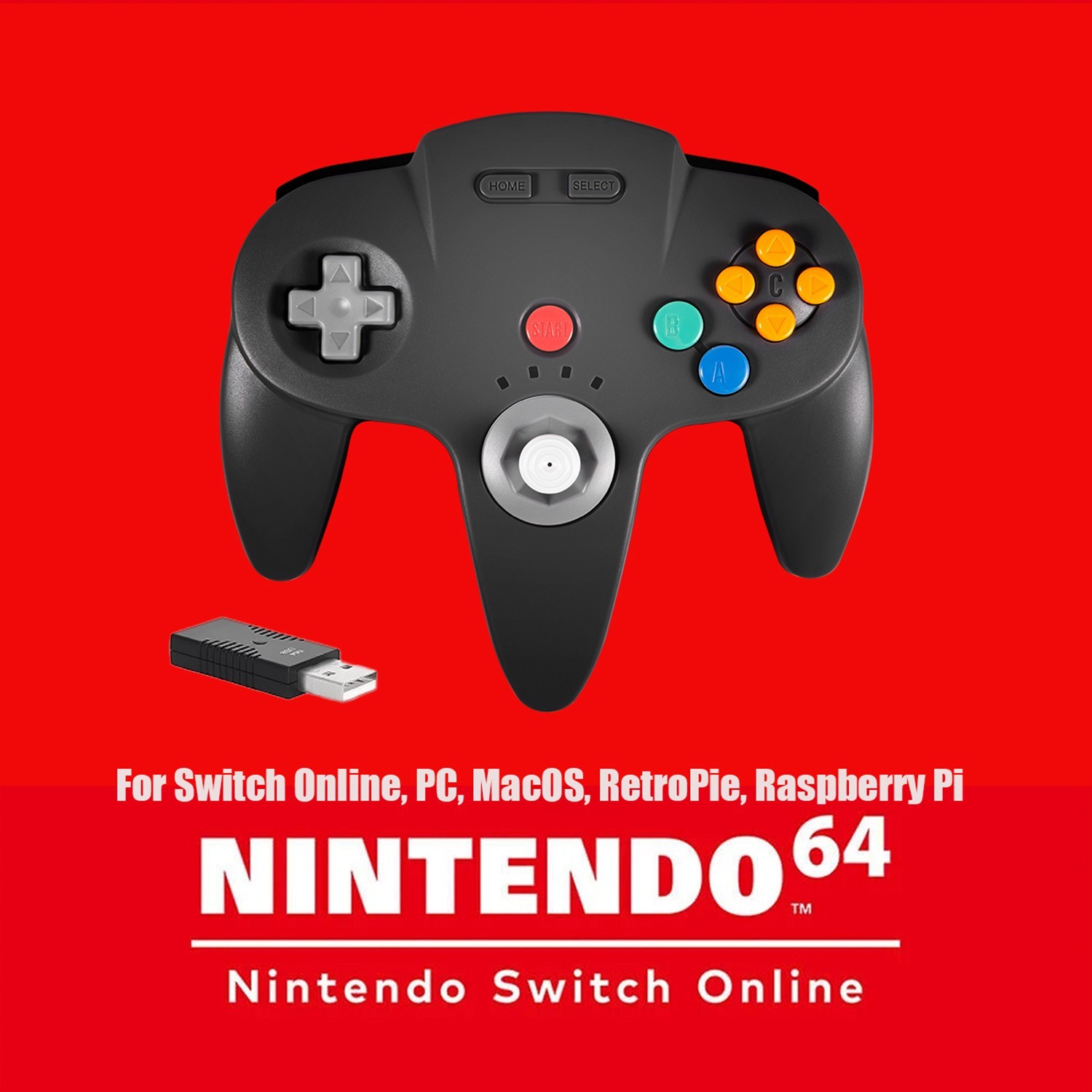 Switch N64 Controller-For Nintendo Switch 1/ 2 NSO PC Windows Raspberry Pi