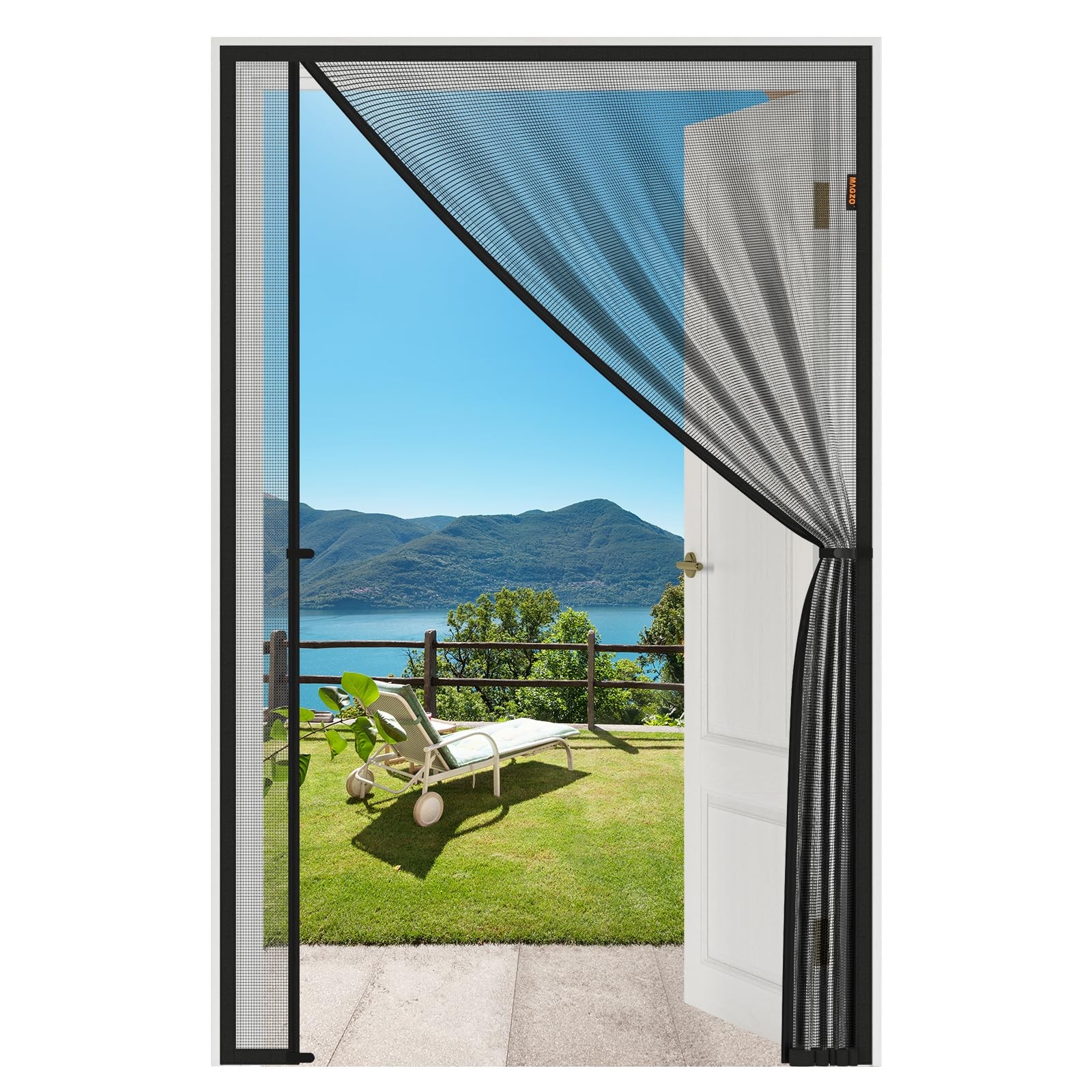 MAGZO Magnetic Screen Door, Fits Door Size Fit 32''x80'', Black