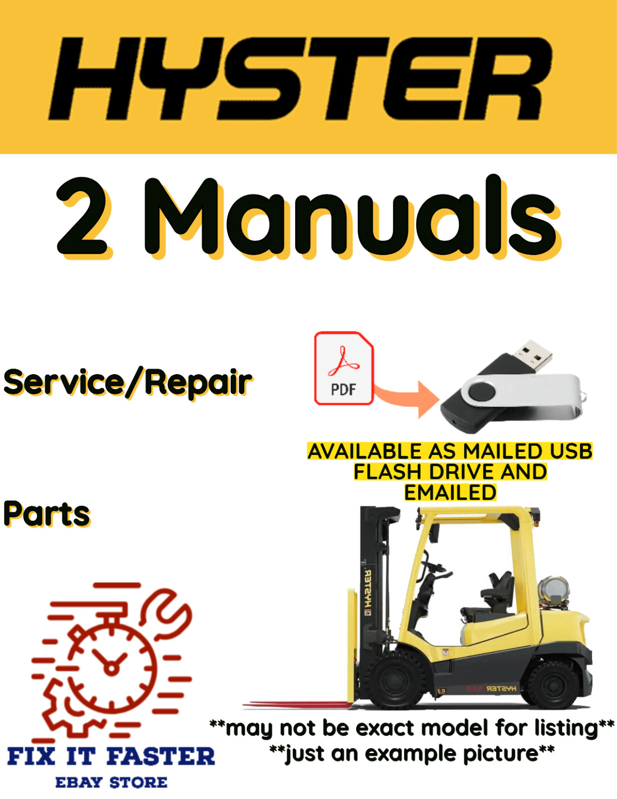 HYSTER FORKLIFT (F005) H80XL SERVICE REPAIR SHOP PARTS MANUAL PDF ON USB