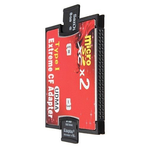 DUAL PORT MICRO SD/SDXC TF TO COMPACT FLASH CF TYPE 1 MEMORY CARD READER ADAPTER