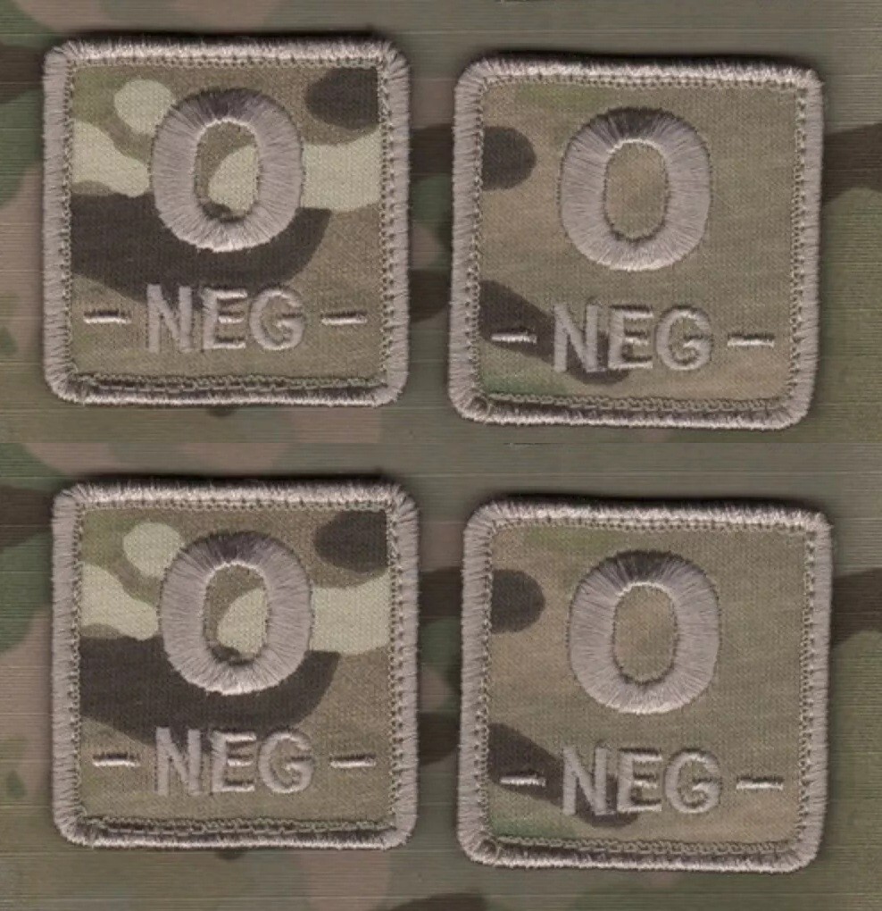 AFSOC PJ USMC RANGER FORCE RECON SEAL SFG JTF BLOOD-TYPE 2" vêlkrö 4-PC: O NEG-