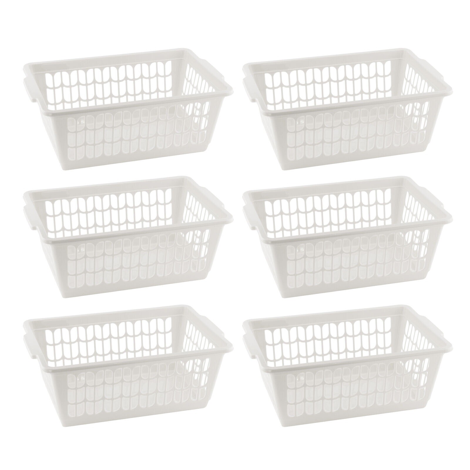 Small Plastic Storage Basket for Kitchen Pantry, Countertop, Shelves Pack of 6