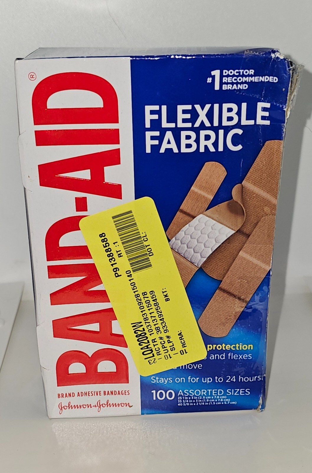 Band-Aid Brand Adhesive Bandages First Aid Flexible Fabric Assorted Sizes 100 Ct