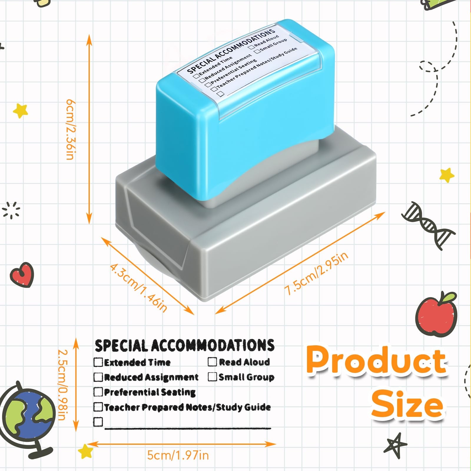 2 Pcs Special Accommodations Self Inking Stamp for Teachers SPED Modification...