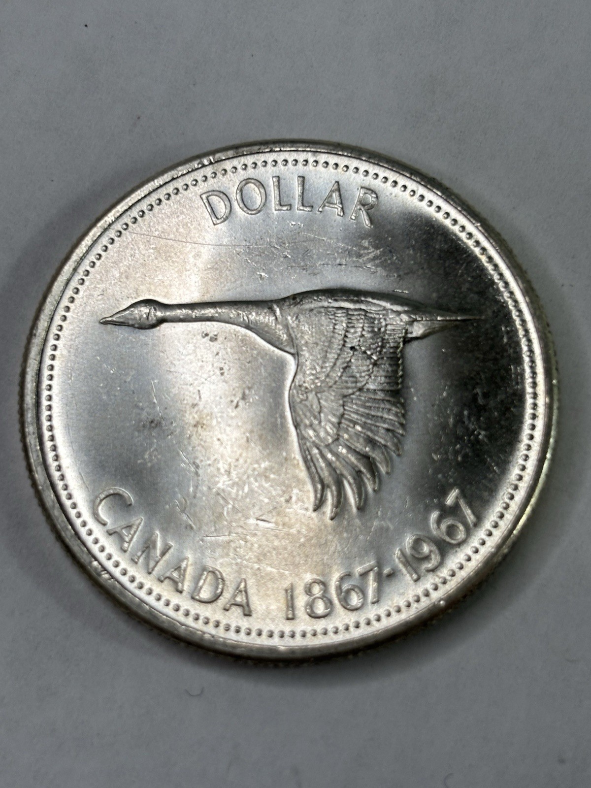 1967 Canadian Silver Dollar - 100 yr coin - Flying Goose - 80% Silver BELOW MELT