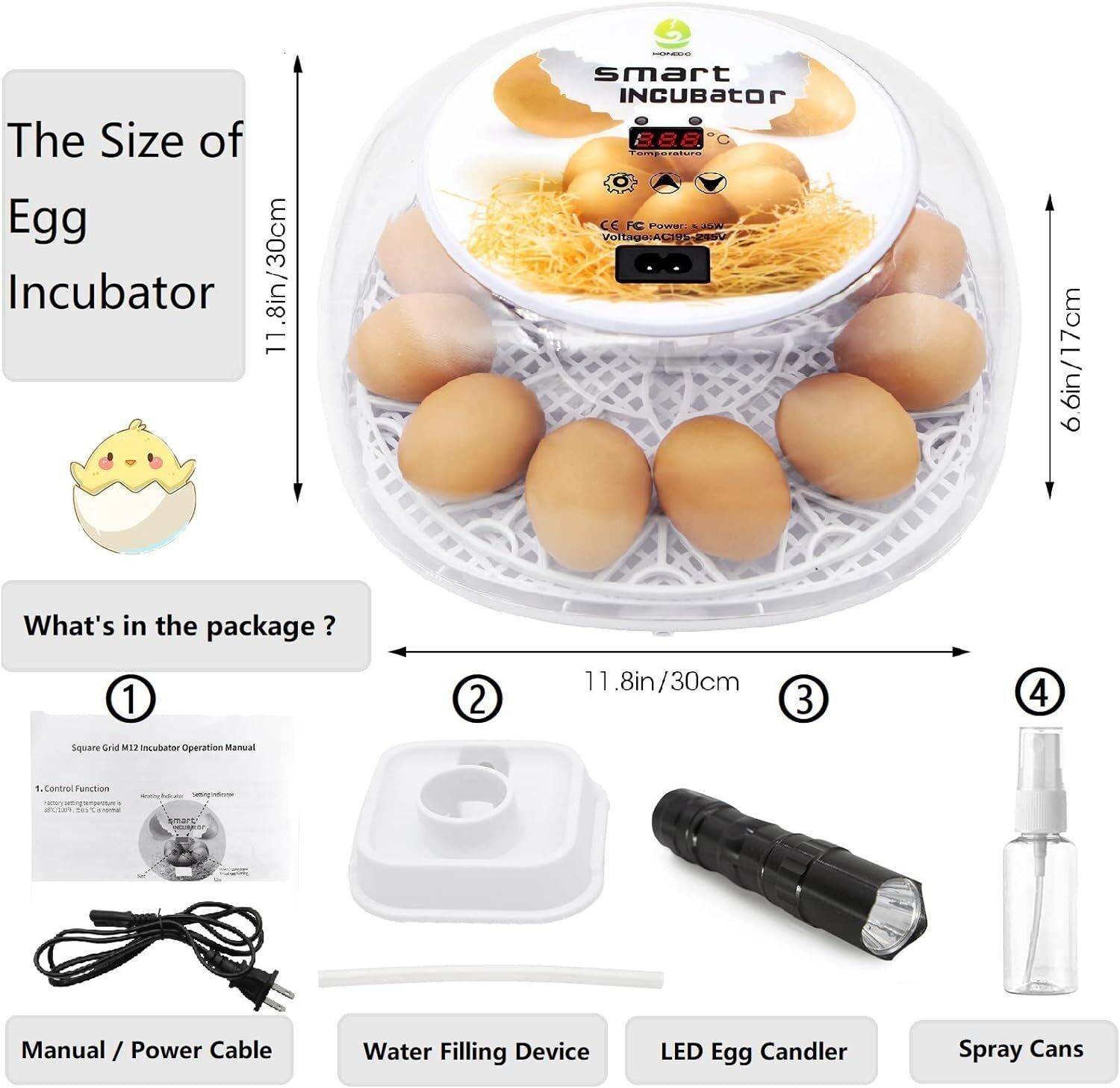 Incubators Hatching Eggs 12-24 Egg W/ Automatic Egg Turning Humidity Control New