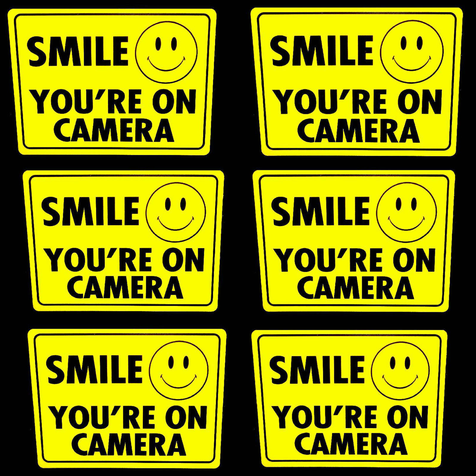LOT 6 SMILE YOU'RE ON STORE SECURITY VIDEO CAMERA OUTDOOR WARNING STICKER