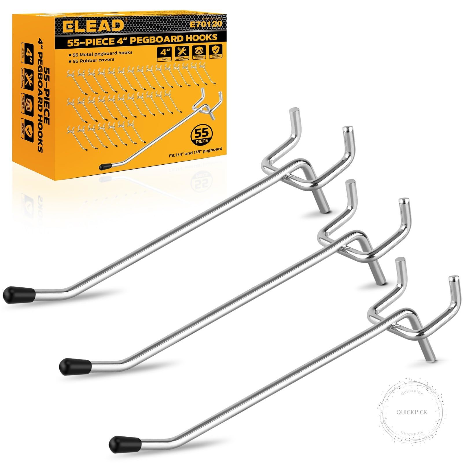 55-Piece 4 Inch Pegboard Hooks, Heavy Duty Peg Board Organizer Accessories, Peg