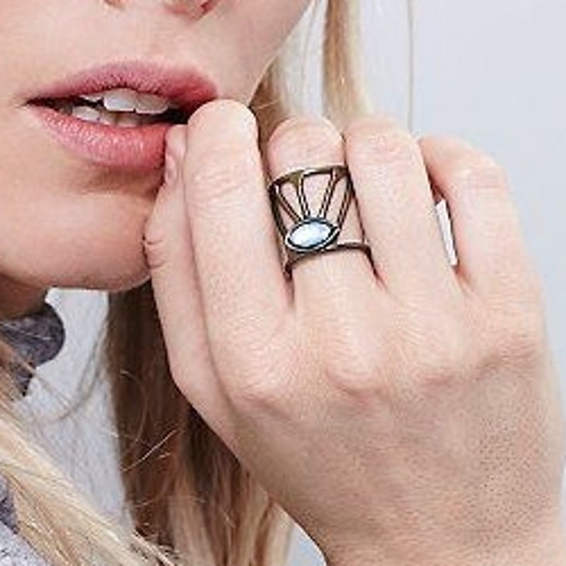 Free People Ariana Ost Caged Cuff Ring Statement Eye Stone