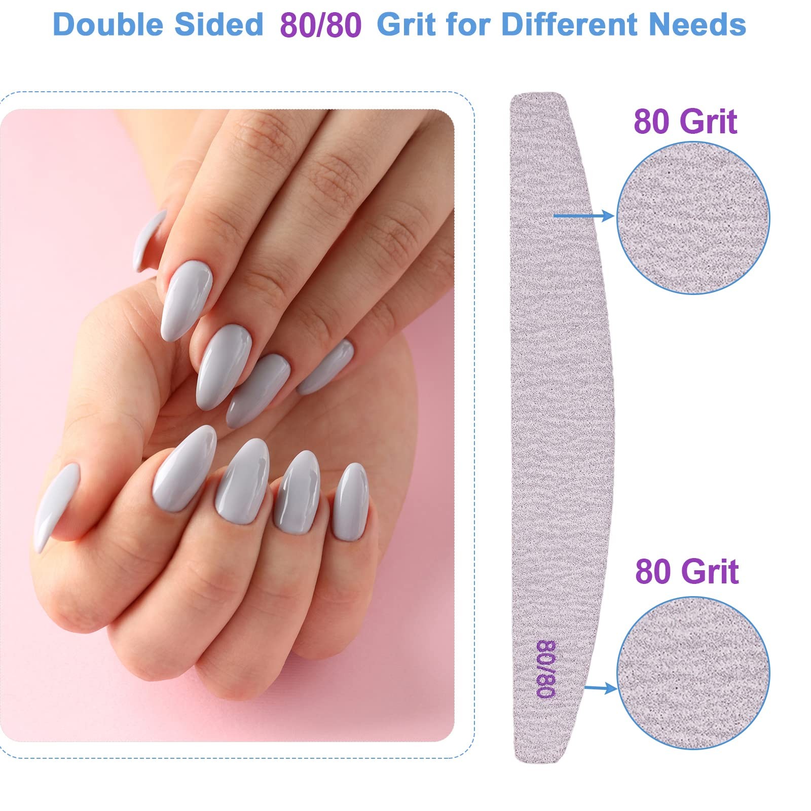 80 Grit Nail Files Double Sided Emery Boards 25 Pack