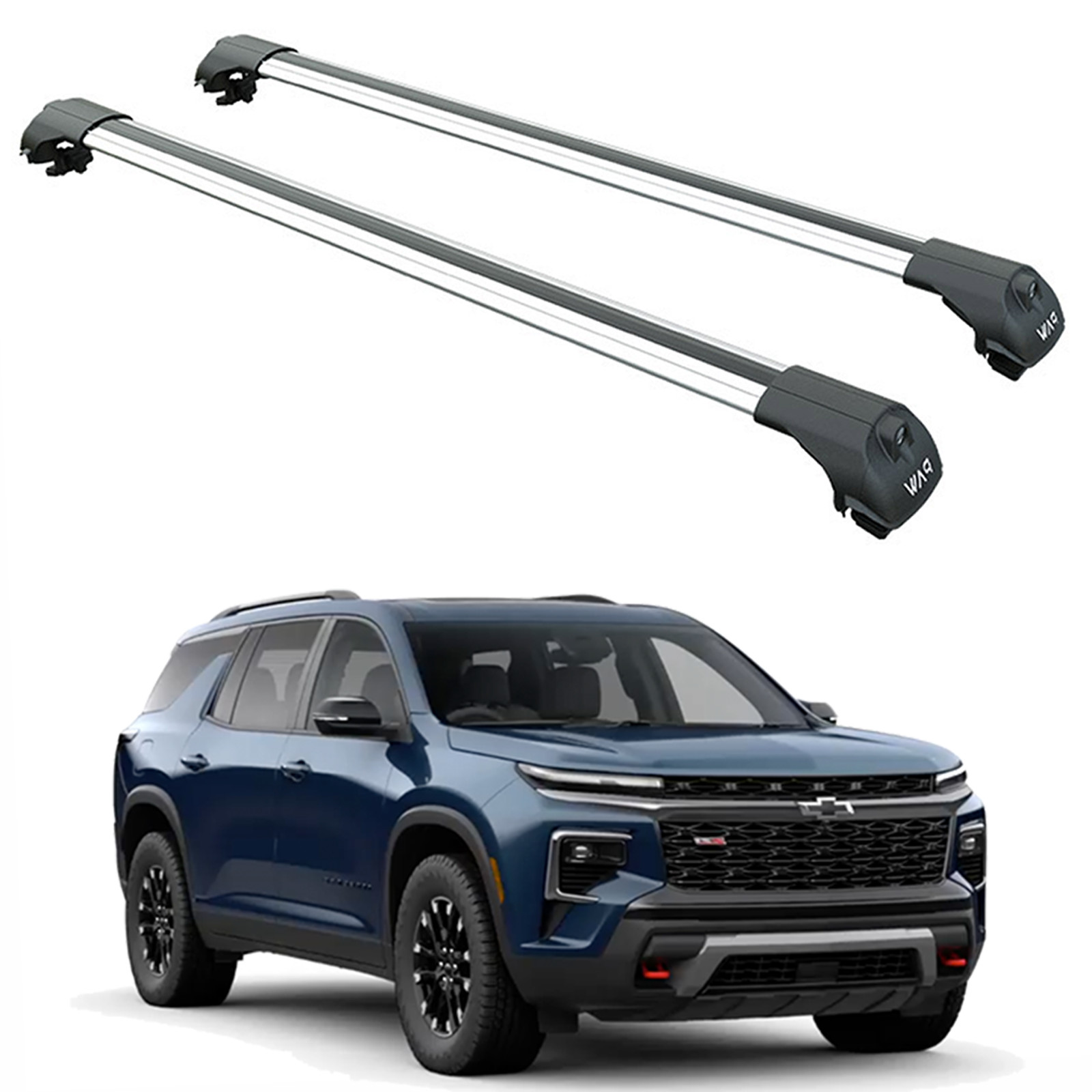 For Chevrolet Traverse Gen3 (2024-2025) Roof Rack Cross Bars Raised Rail, Silver