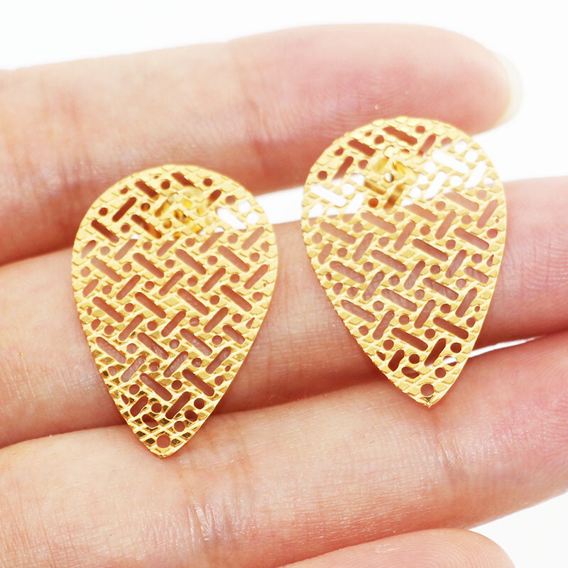 20pcs Gold Plated Stainless Steel Earrings Post Hollow Earrings for diy Jewelry