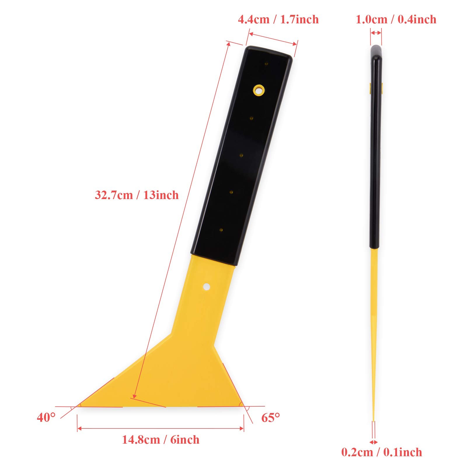 EHDIS Window Tint Squeegee Long Handle Scraper Tool Triangle Slim Foot Yellow