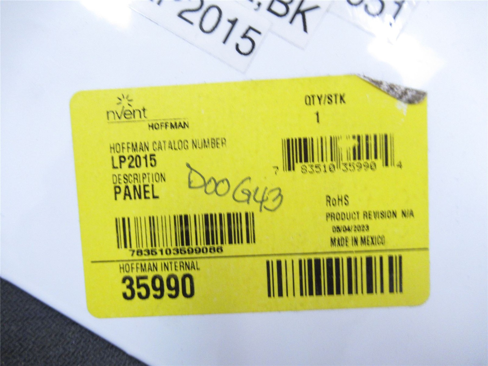 242314 New-No Box; Hoffman LP2015 Panel BK