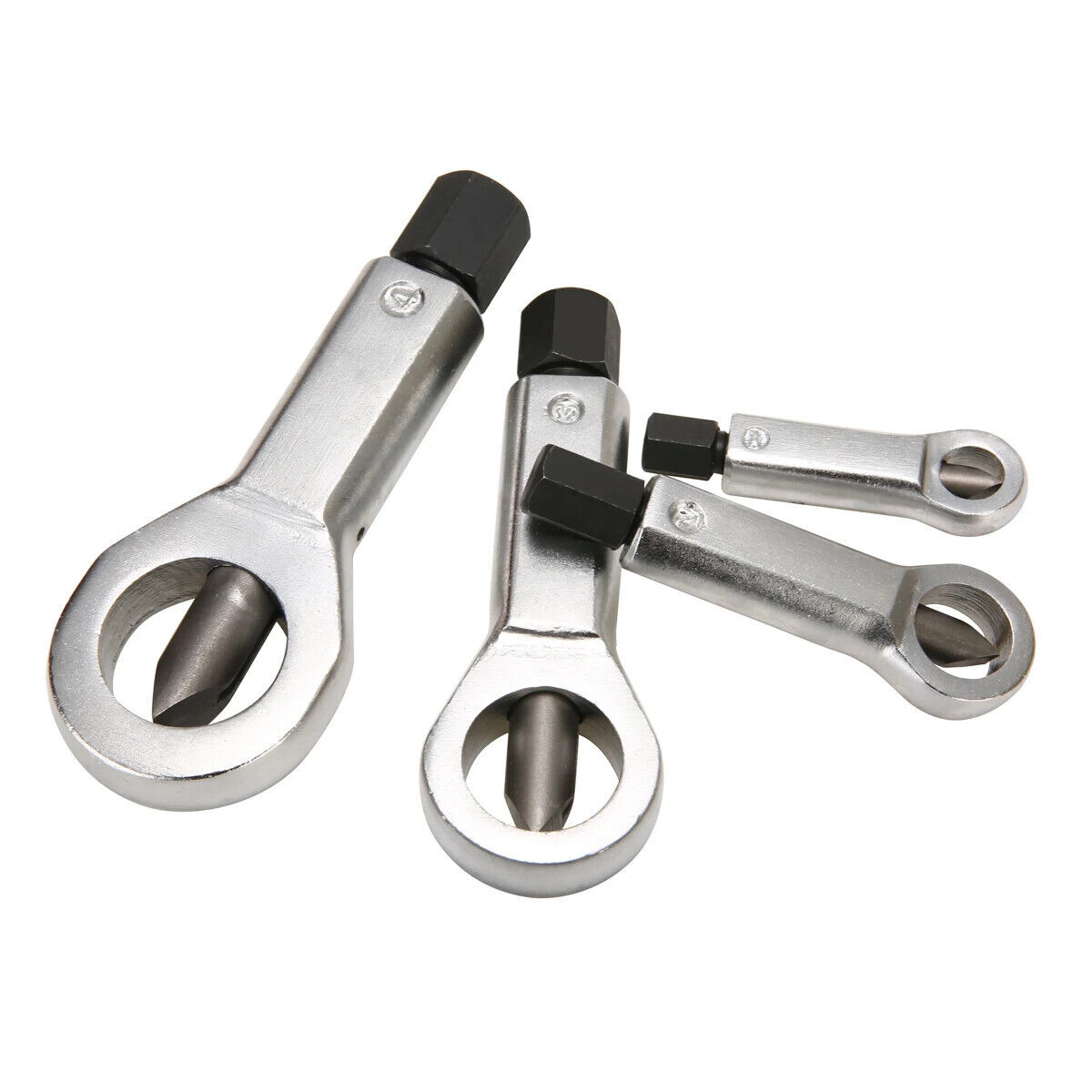 4PCS Nut Splitter Cracker Remover Extractor Wrenches Hex Spanner Tool Set 9-27mm