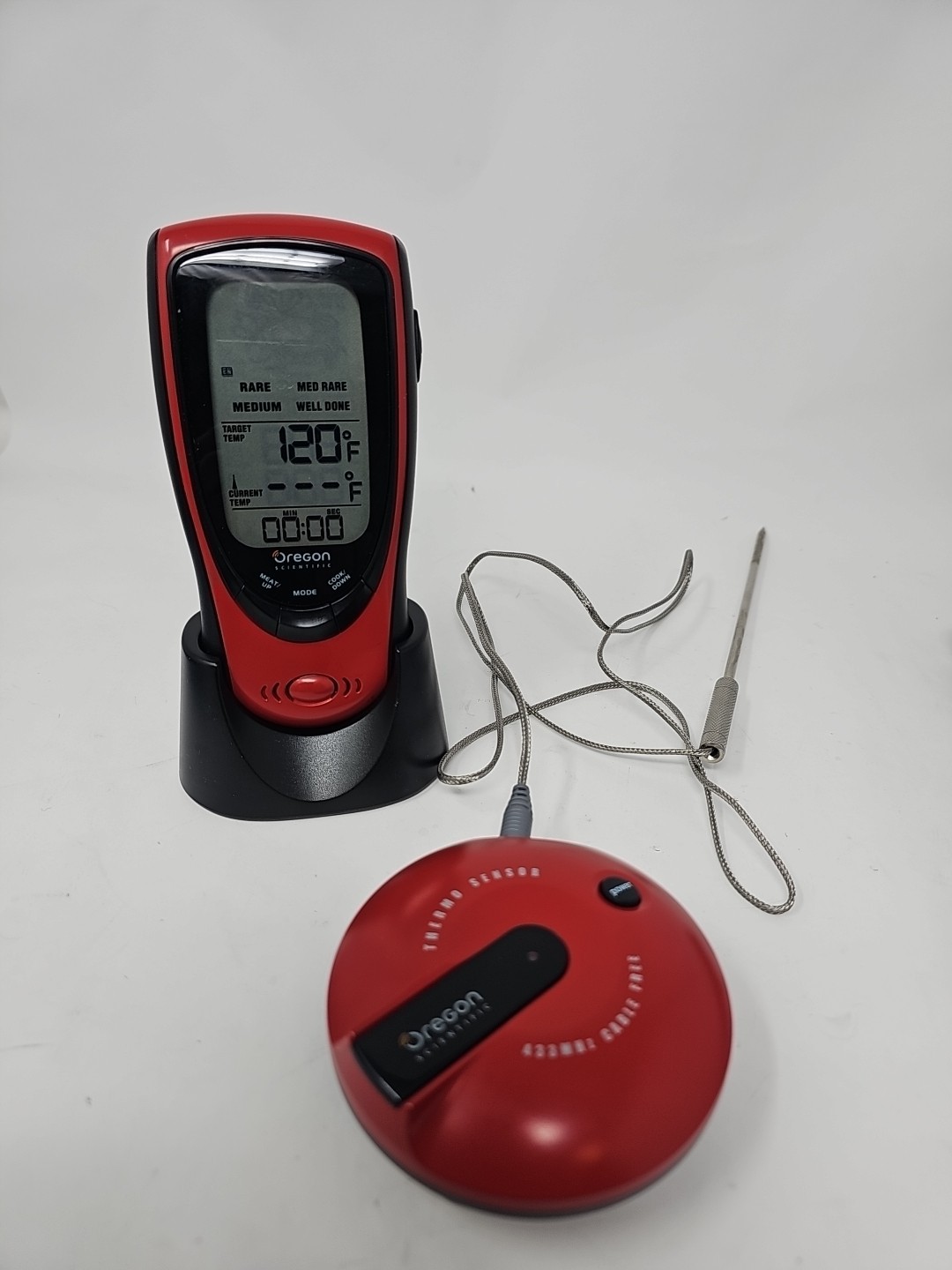 Oregon Scientific AW131 Wireless BBQ Thermometer Set Tested Works Red