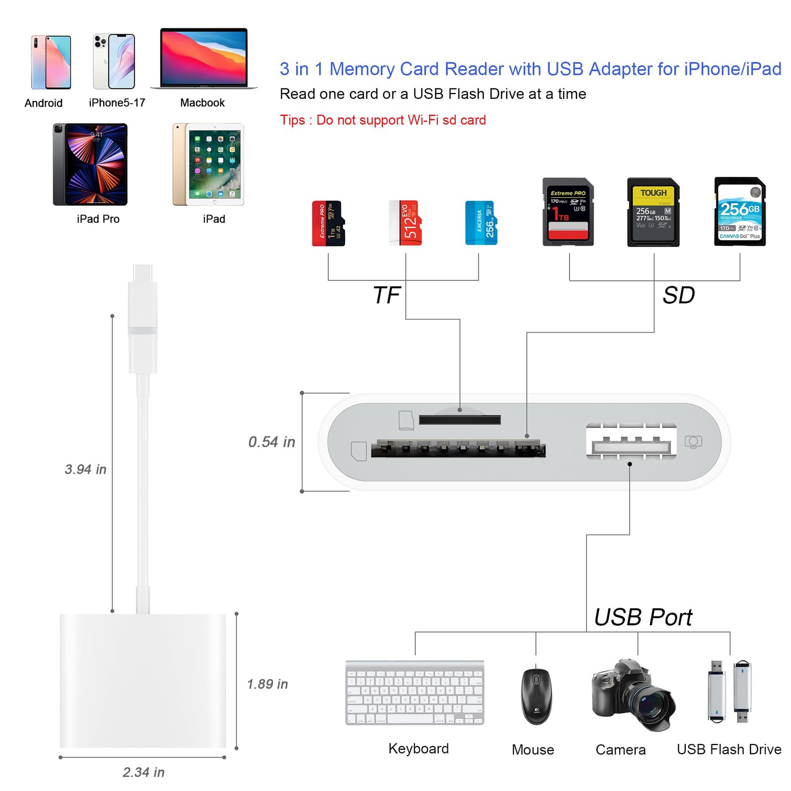 SZHAIYIJIN SD Card Reader for iPhone, Memory Card Reader with USB Camera Adapter