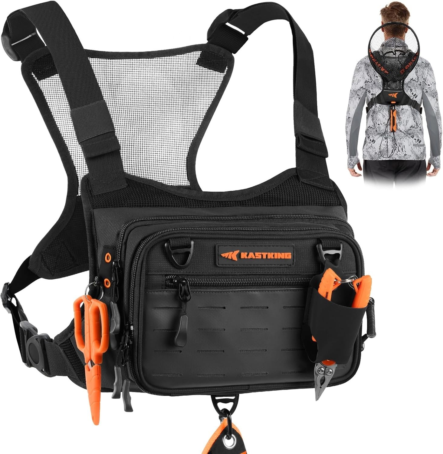 Bait Boss Water-Resistant Fishing Chest Pack with EVA Zip-Down Workstation, MOLL