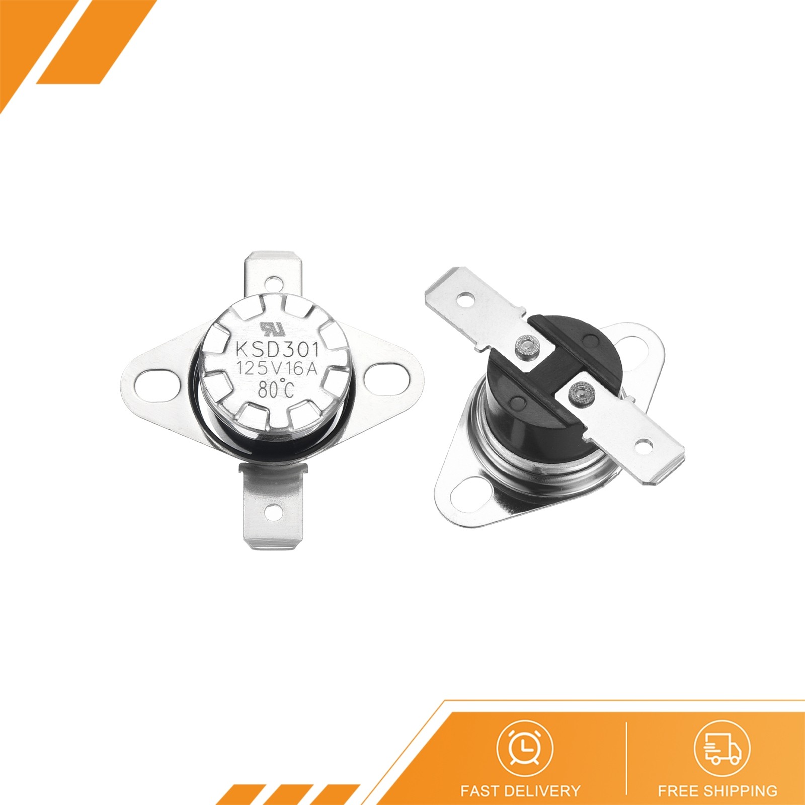 2pcs KSD301 Thermostat 80°C 16A NC Snap Disc Temperature Switch Bakelite