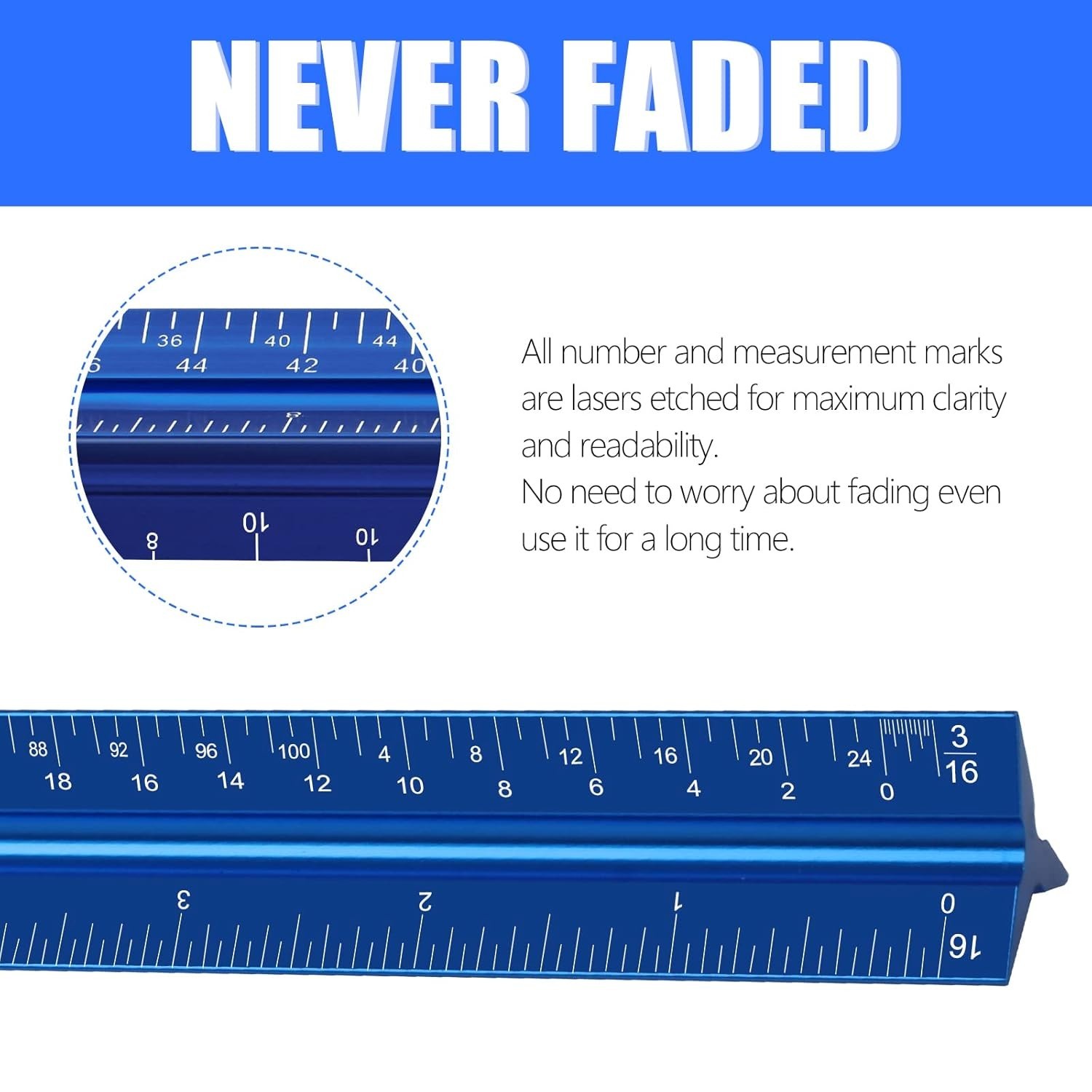 12" Architectural Scale Ruler, Aluminum Scale, Triangular Ruler, Scale Ruler for