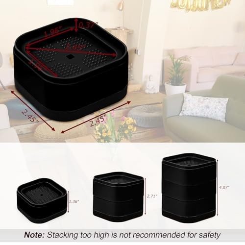 Pack Furniture Risers, Adjustable Bed Risers Heavy Duty Stackable Bed 8 Black-2
