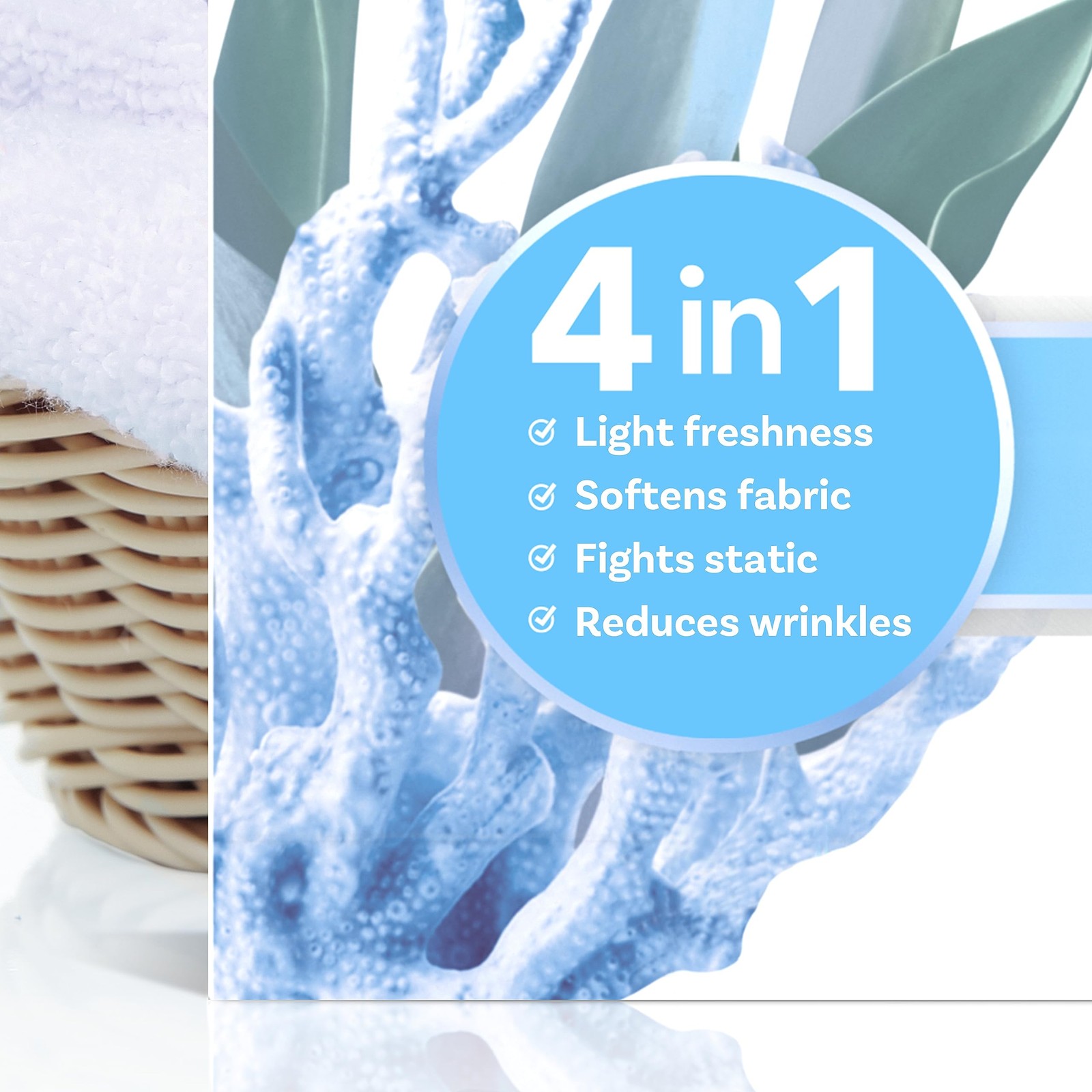 Light Mega Dryer Sheets, Laundry Fabric Softener, Ocean Mist, 130 Count