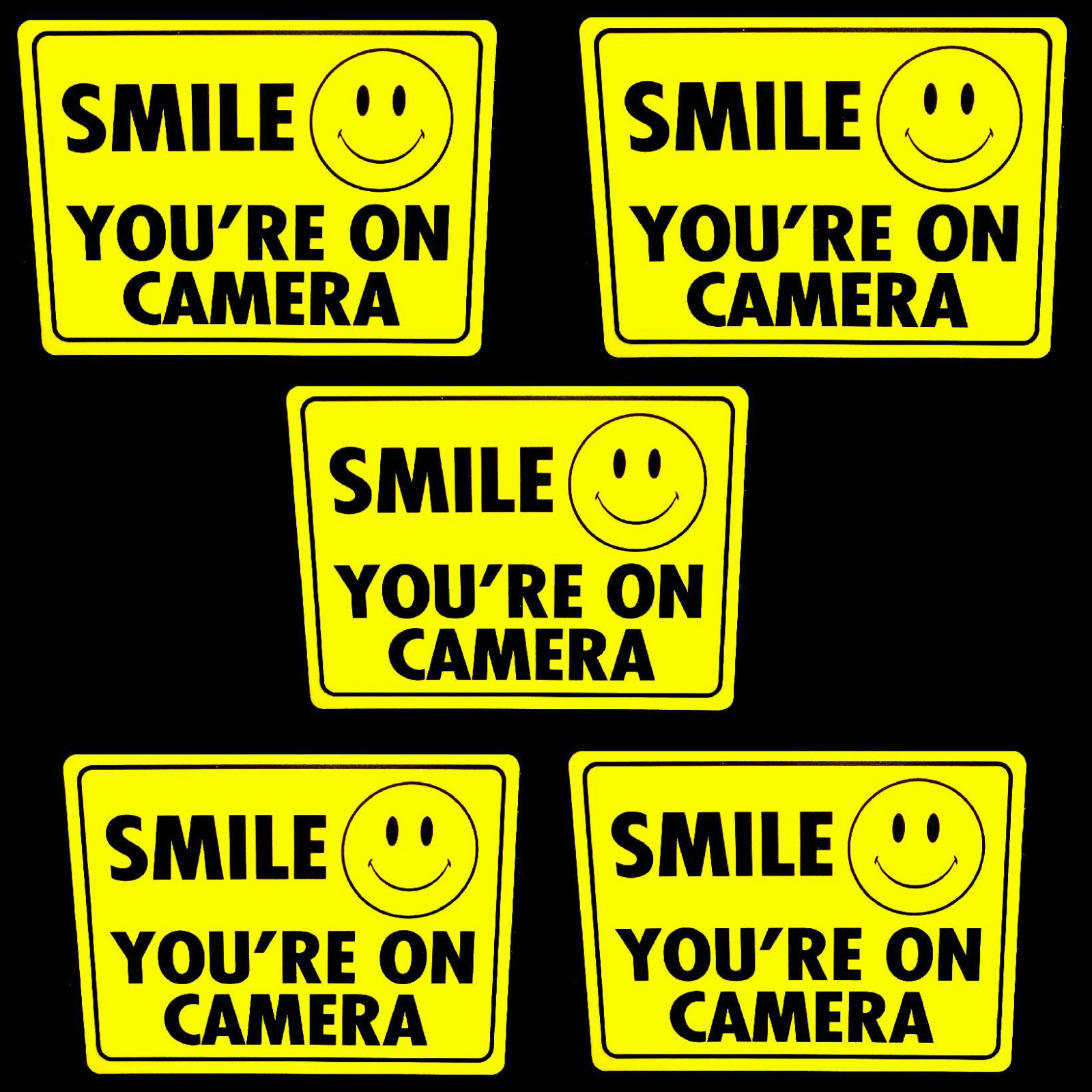 5 SMILE SURVEILLANCE HOME SECURITY VIDEO CAMERA WARNING STICKER DECALS