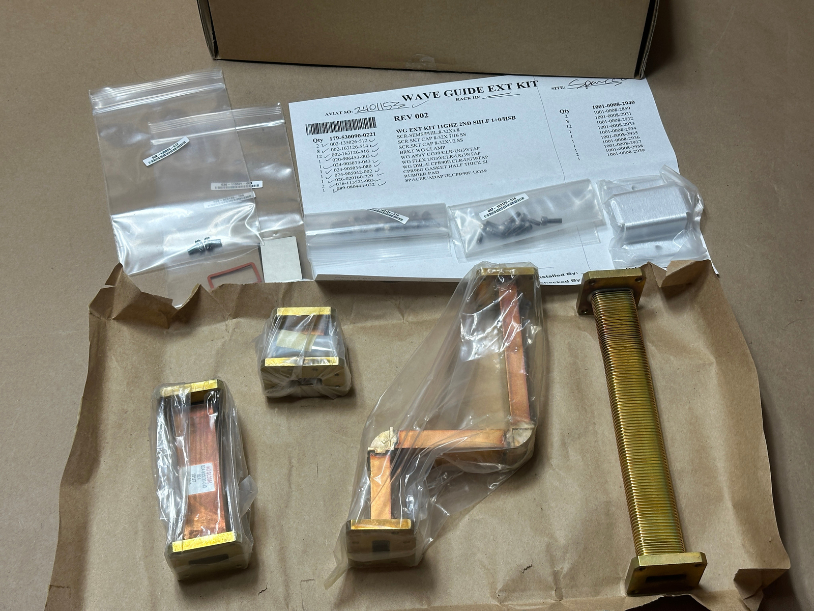 Aviat Waveguide Wave Guide Extension Kit 11 GHz 2nd Shelf 1+0/HSB