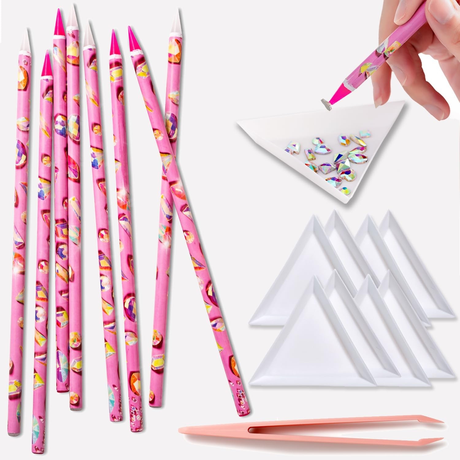 17Pcs Rhinestone Picker Tool Kit, Self-Adhesive Wax Pencil for Rhinestones an...