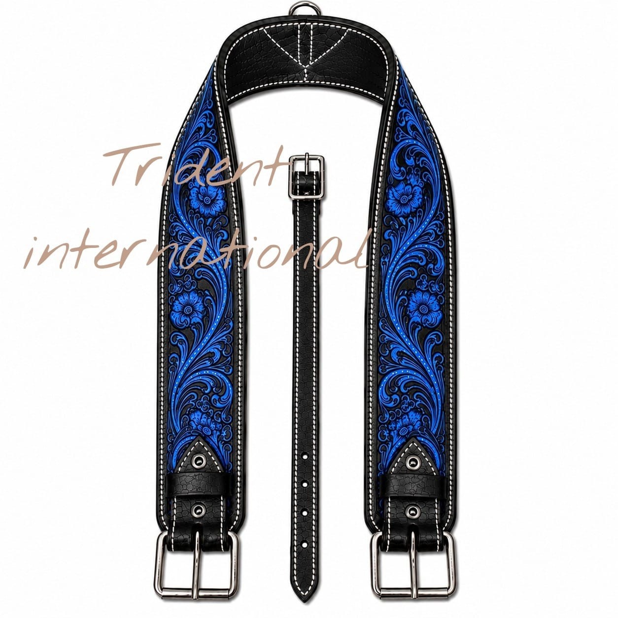 T I Premium Leather Western Horse Girth Cinch Heavy Duty Roller Buckle Brown