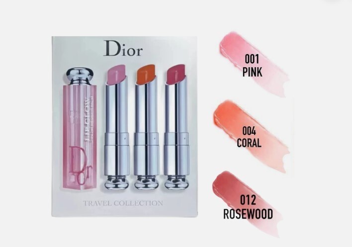 Dior Addict Lip Glow Trio 001 Pink, 004 Coral, 012 Rosewood Lipstick Gloss Balm