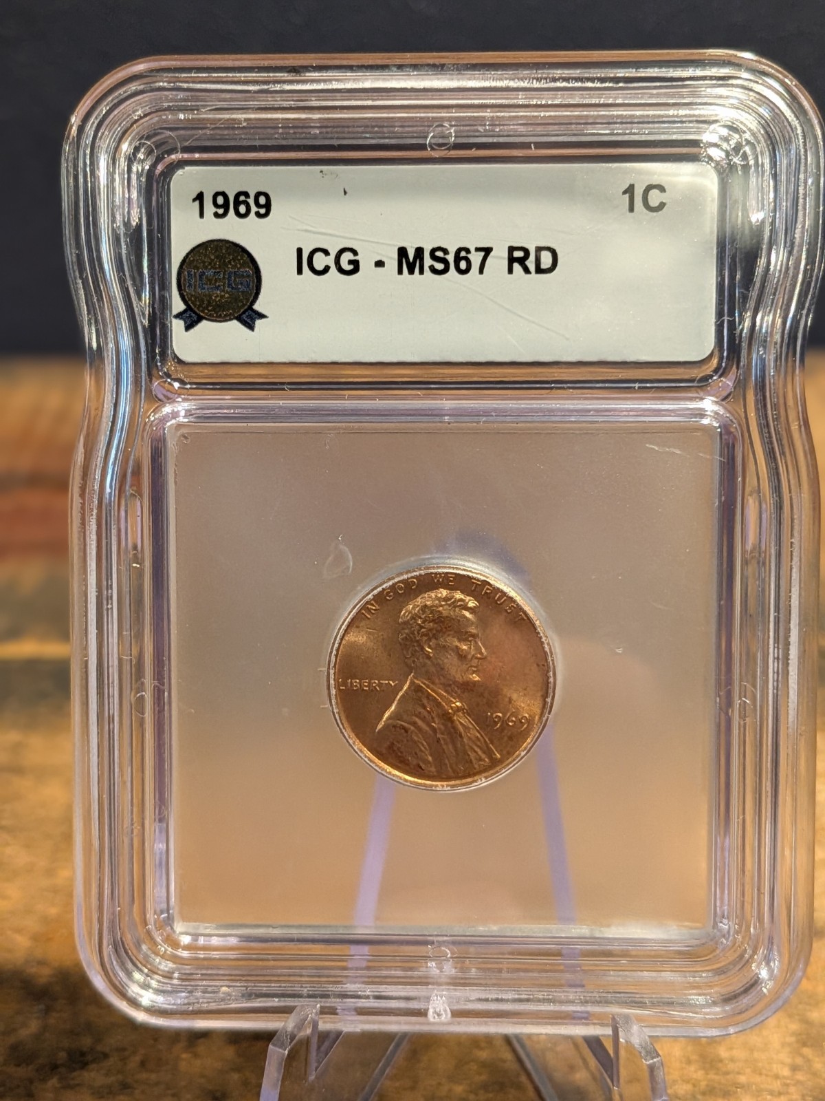 1969 Lincoln Memorial Cent ICG MS67RD Red Gold Ribbon Certified Penny