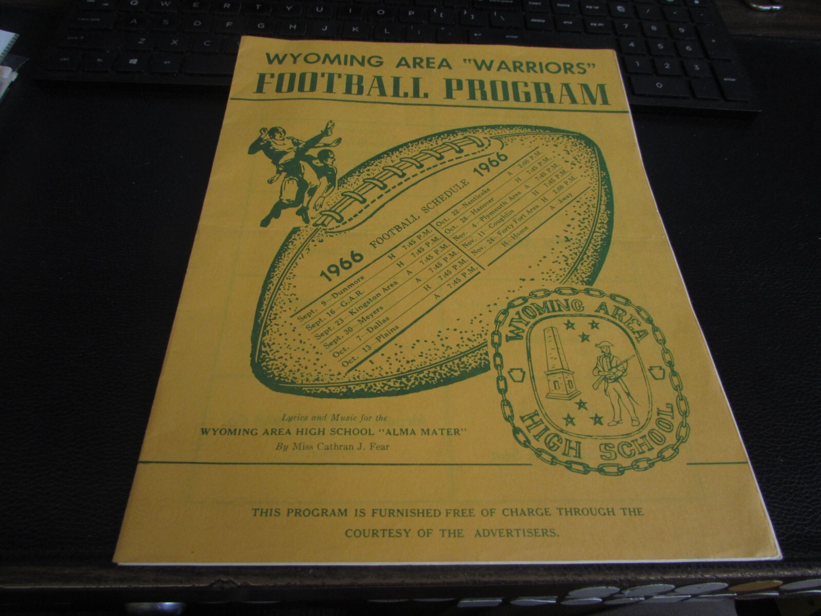OCTOBER 7TH 1966 - WYOMING AREA VS DALLAS HIGH SCHOOL FOOTBALL PROGRAM