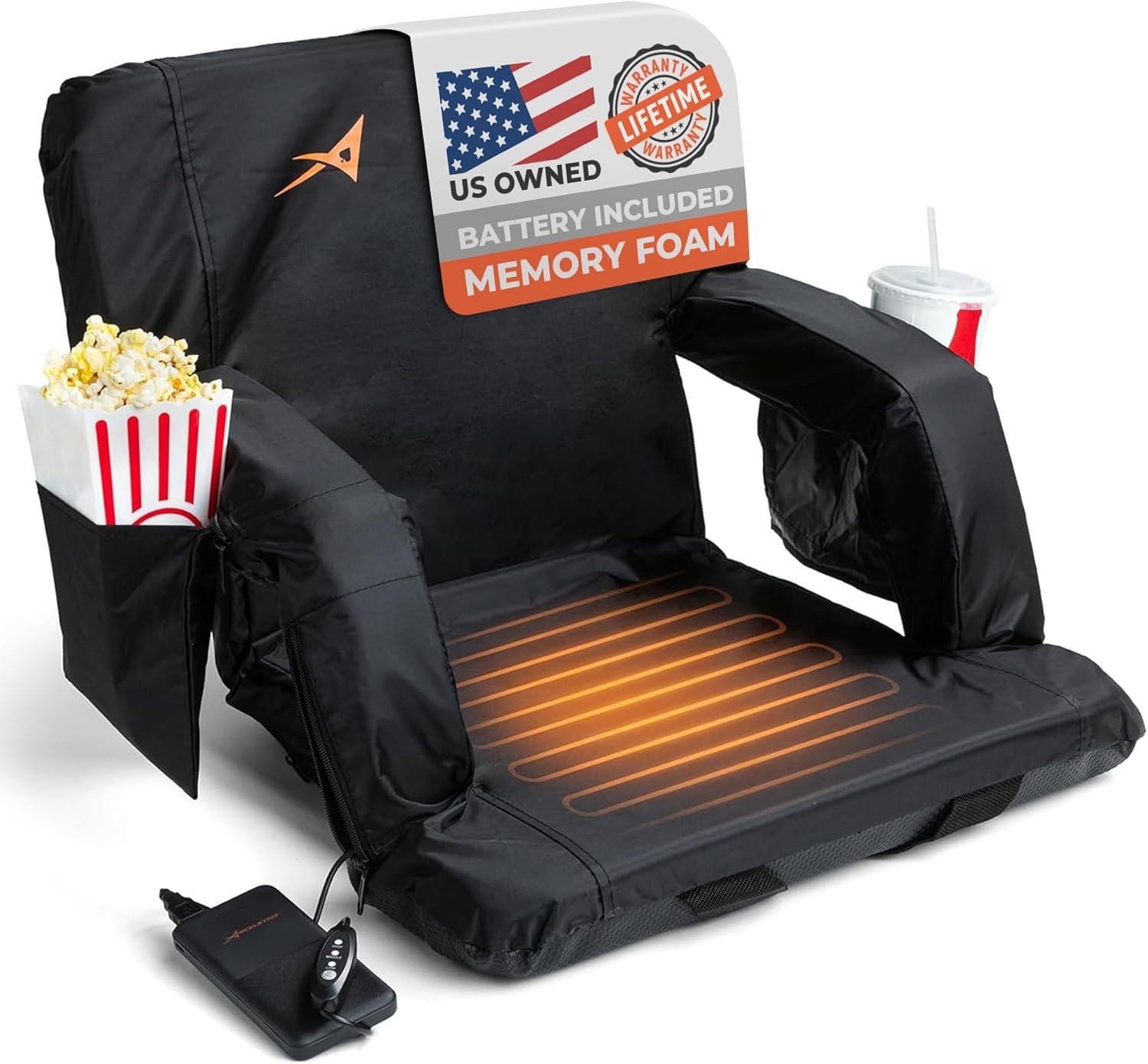 Heated Stadium Seats Bleachers W/ Back Support – USB Battery Foldable Chair