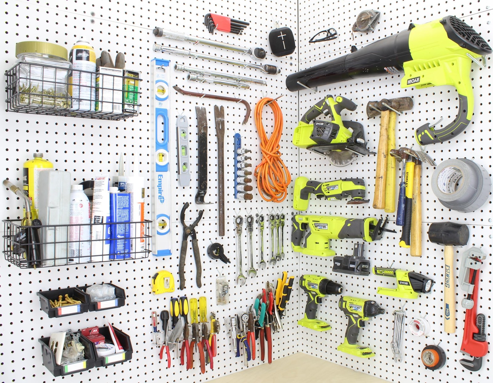 Peg Board Hooks for Hanging Tools with Bins and Baskets – Tool Organizatio
