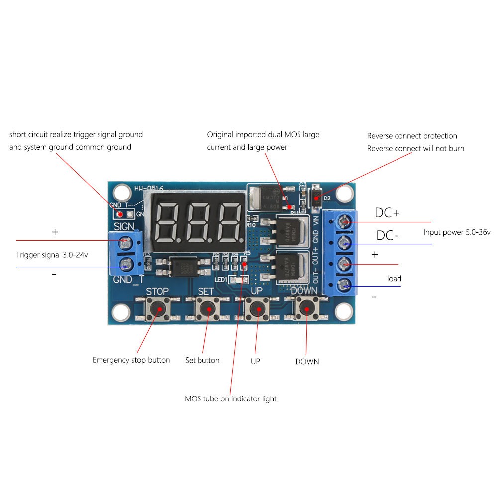 12V-24V Pulse Signal Cycle Delay Timer Switch MOS Control Board❀