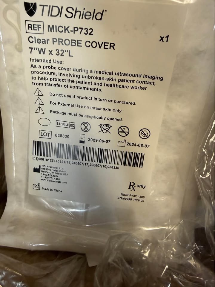 TIDI Shield MICK-P732 Clear PROBE COVER 7'W ×32L 100 cases