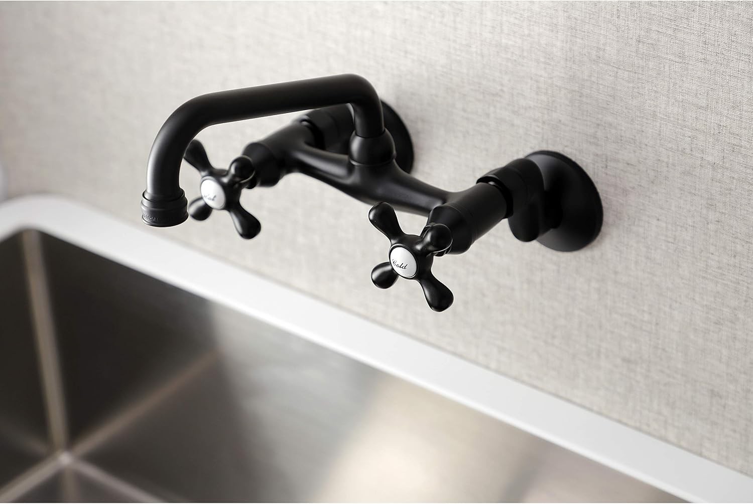 Traditional Style 2-Handle Kitchen Faucet, Black/`