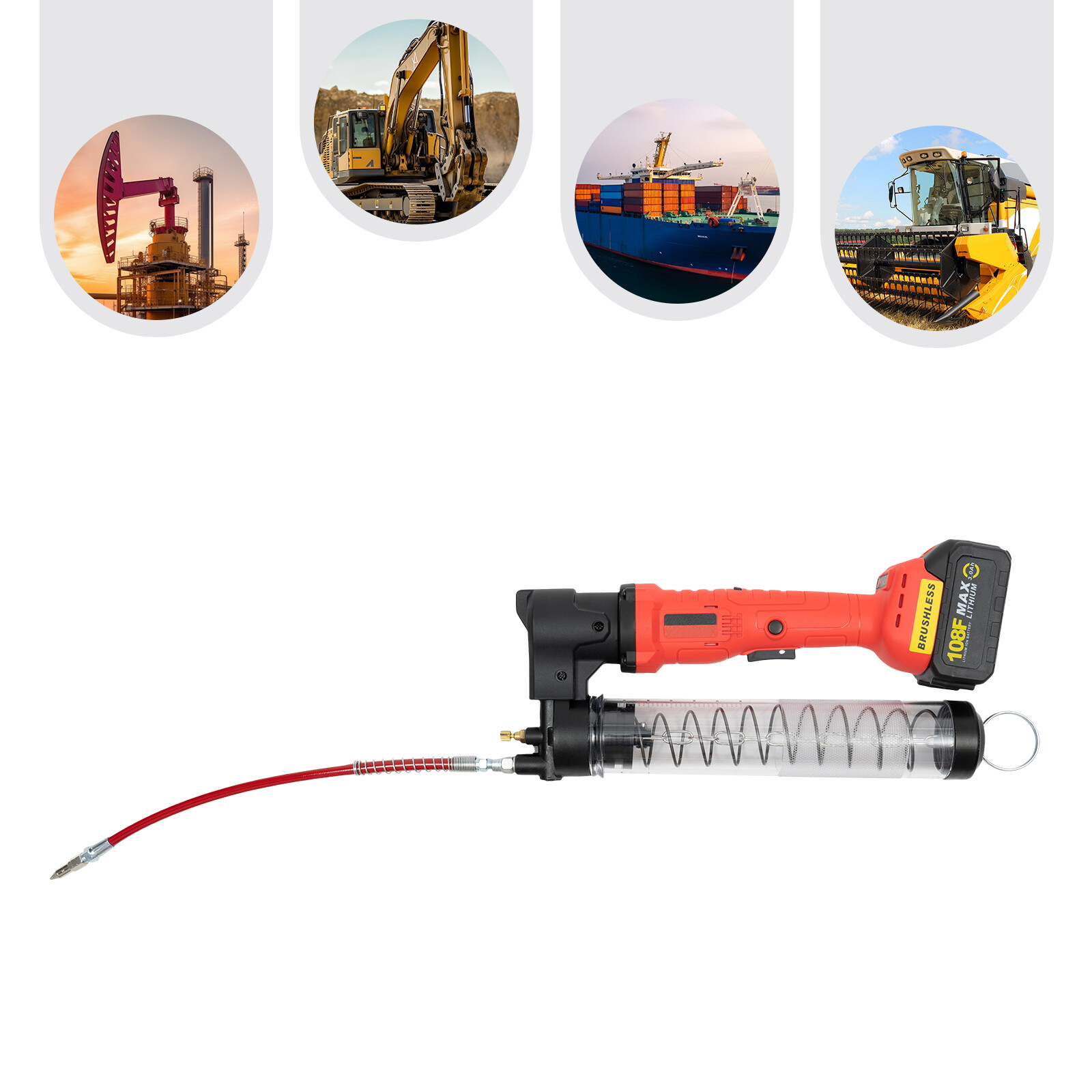 18V Electric Grease Gun Set Cordless Rechargeable Grease Gun Kit Battery Powered