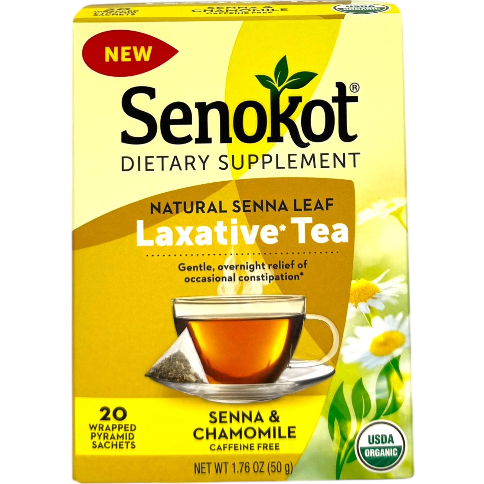 Senokot Natural Laxative Tea Organic Senna Chamomile 20 Ct Sachets (EXP 08/2026)