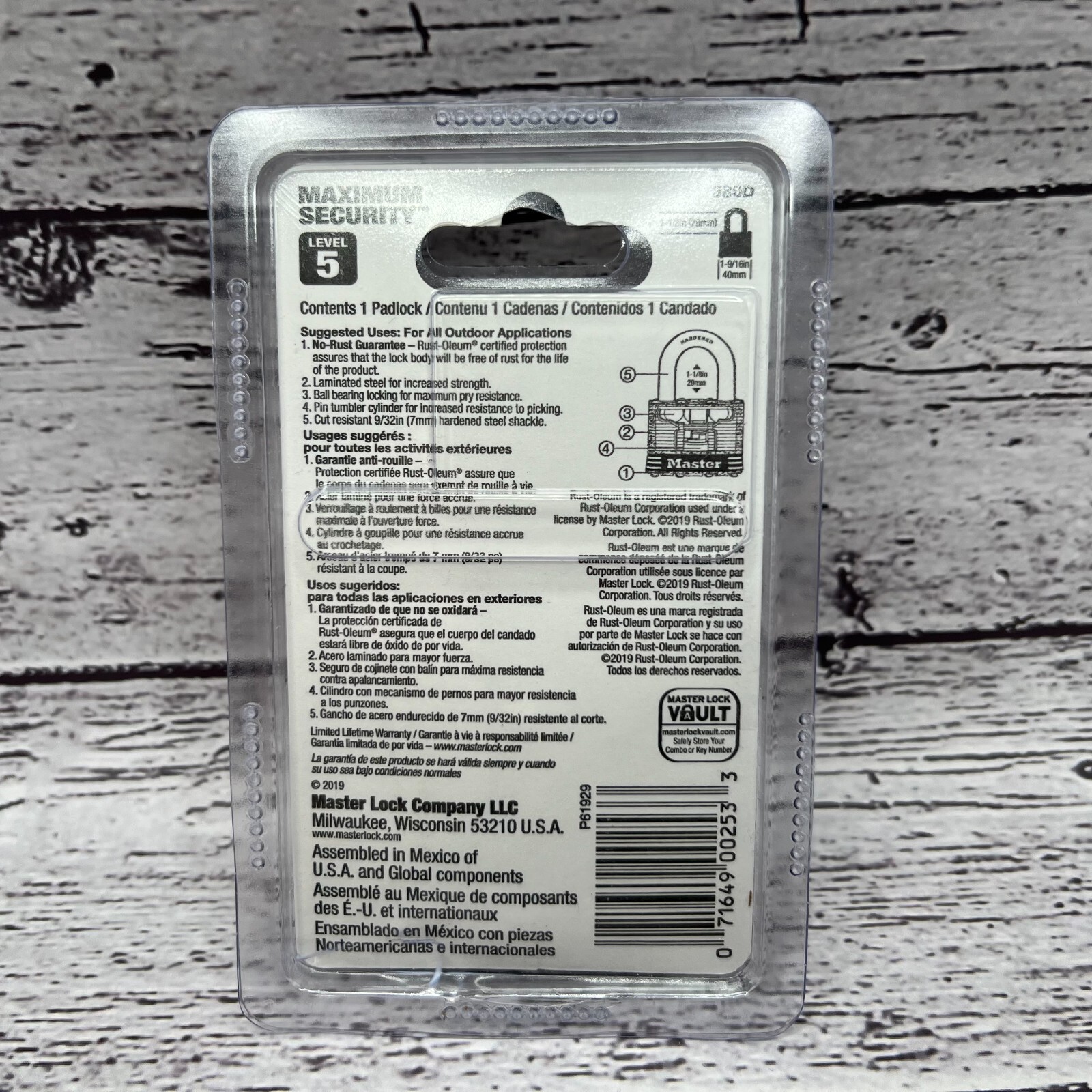 Master Lock 380D 1-9/16in Rustoleum Maximum Security Level 5