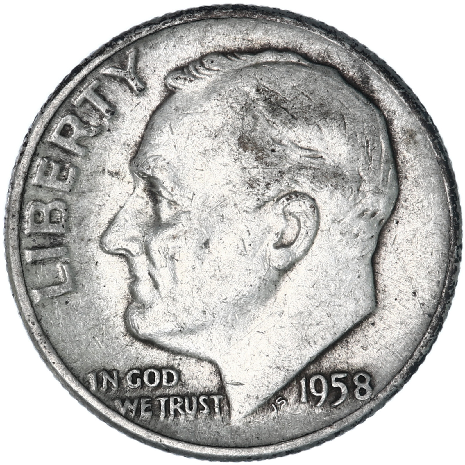 1958 (P) Roosevelt Dime 90% Silver Very Fine VF