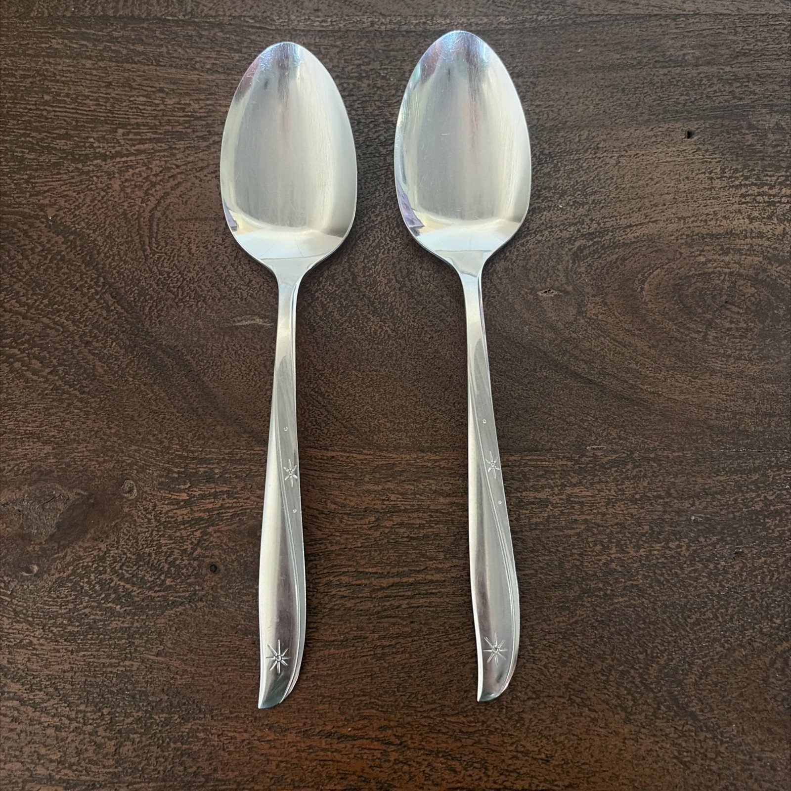 Twin Star Atomic Starburst Flatware Serving Spoons 8.25” Set Of 2