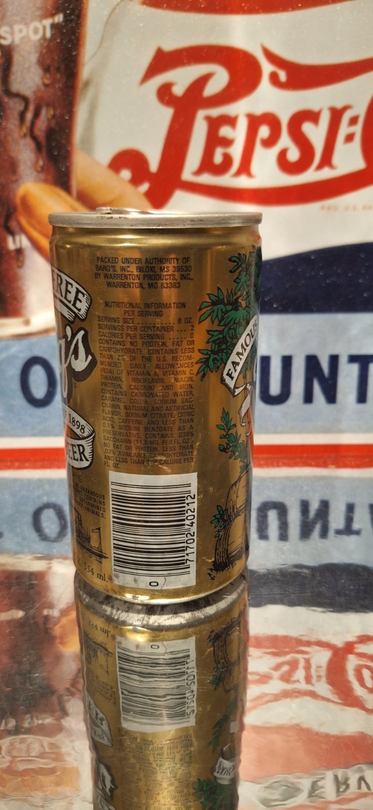 🍺 Bargs Sugar Free Root Beer Cola Soda Pop Can Prop Empty 70's 80's