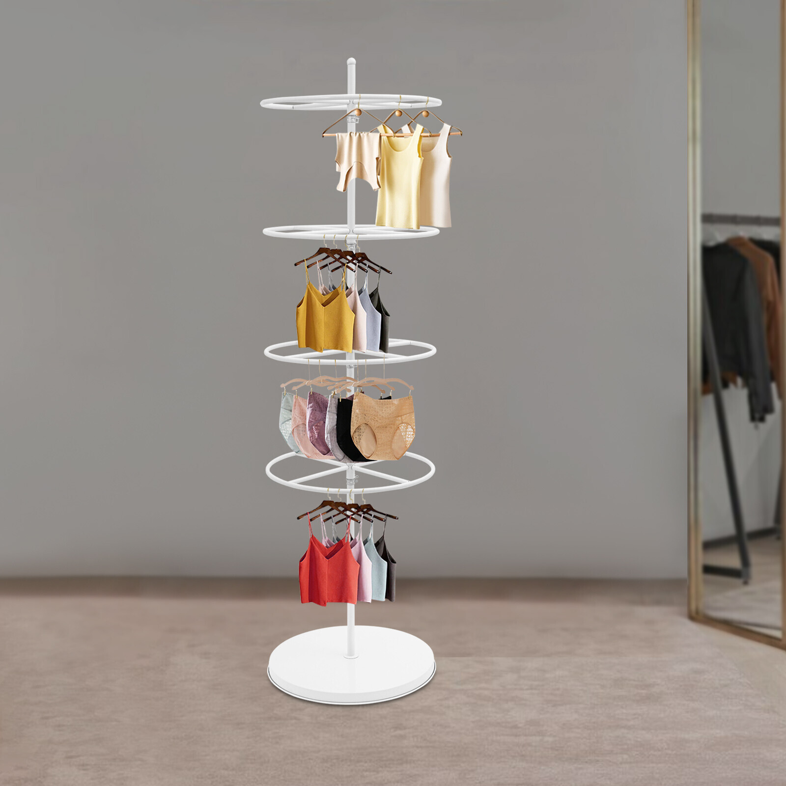 Rotatable Round Dispaly Rack Round Clothing Rack Metal Clothes Hanging Rack