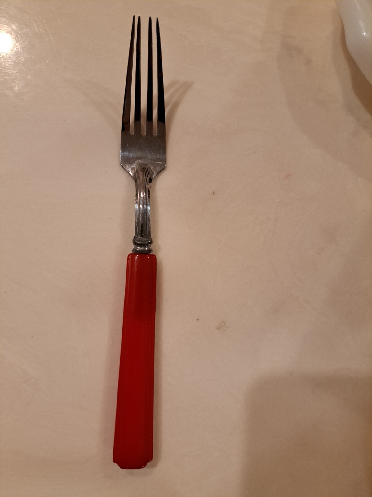 VTG  mid-century Table fork Red Bakelite Handle stainless steel