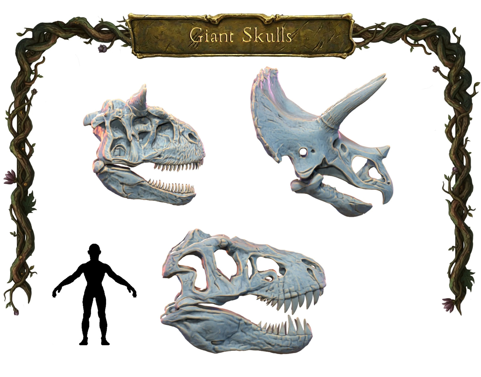 Giant Dinosaur Skulls - Resin Tabletop Miniature