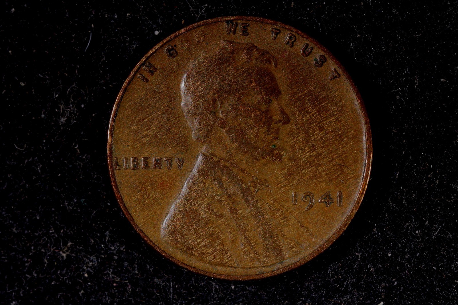 1941 Lincoln Cent Featuring Improper Alloy Mix - Wood Grain